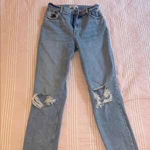 Abercrombie & Fitch* Curve Love* Light Blue Distressed Straight Leg Jeans